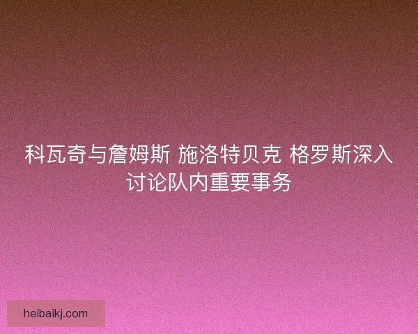 科瓦奇与詹姆斯 施洛特贝克 格罗斯深入讨论队内重要事务